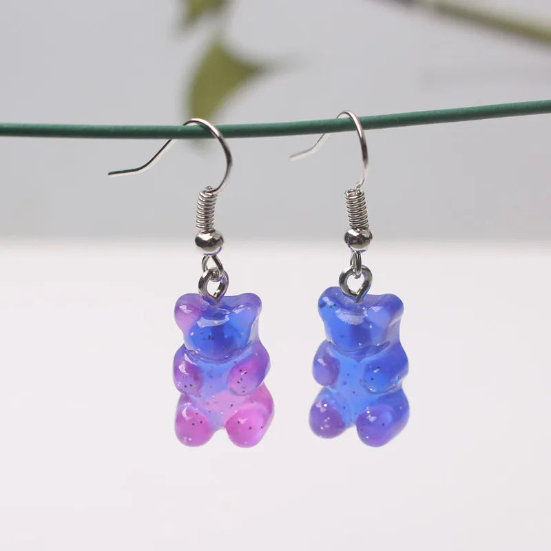 Cute Acrylic Pendants Hook Earrings Sequins Beer Bottle Women Dangle Earrings Korean Fashion Bear Small Earrings pendientes