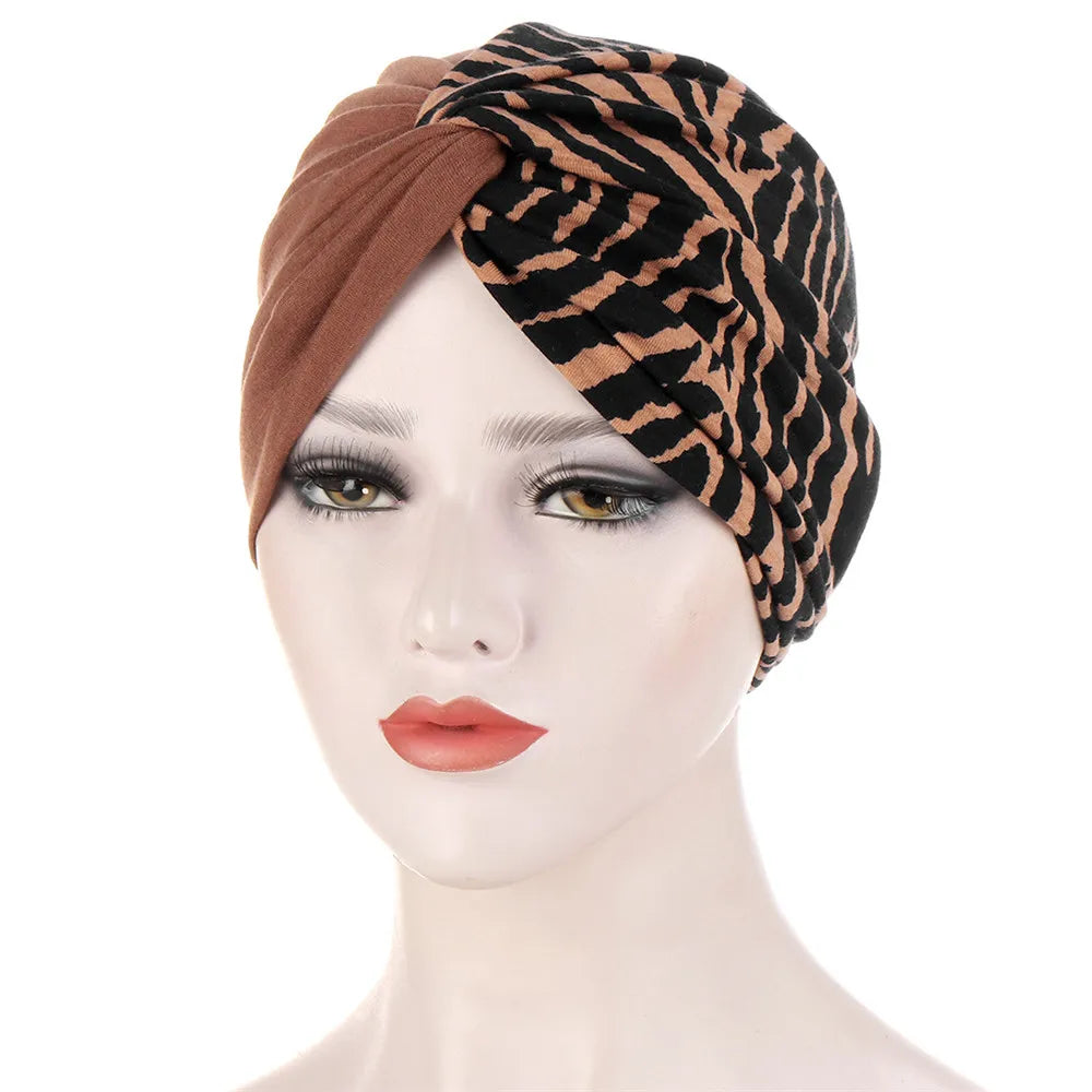 Twist Knot Muslim Women Print Indian Chemo Cap Bonnet Turban Underscarf Cancer Beanies Islamic Arab Strech Femme Headwear Scarf - NamafadStore
