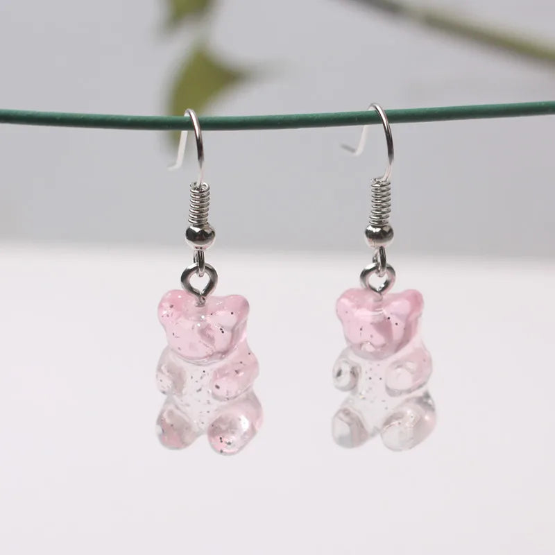 Cute Acrylic Pendants Hook Earrings Sequins Beer Bottle Women Dangle Earrings Korean Fashion Bear Small Earrings pendientes