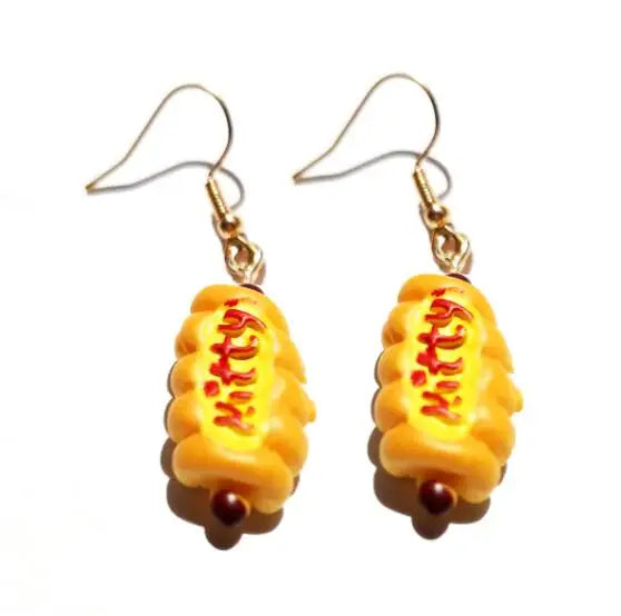 Earring For Women Resin Drop Custom Made Cute Girls Eardrop Funny Bread Baguette Pie Cookies Gift Handmade
