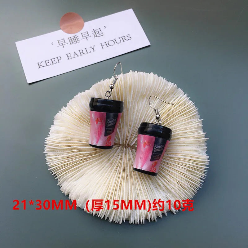 Women Earring Made Cute Girls Eardrop Funny Gift Sweet Handmade Cartoons Mini Fruit Drink Ham Sausage Toothpaste Shampoo