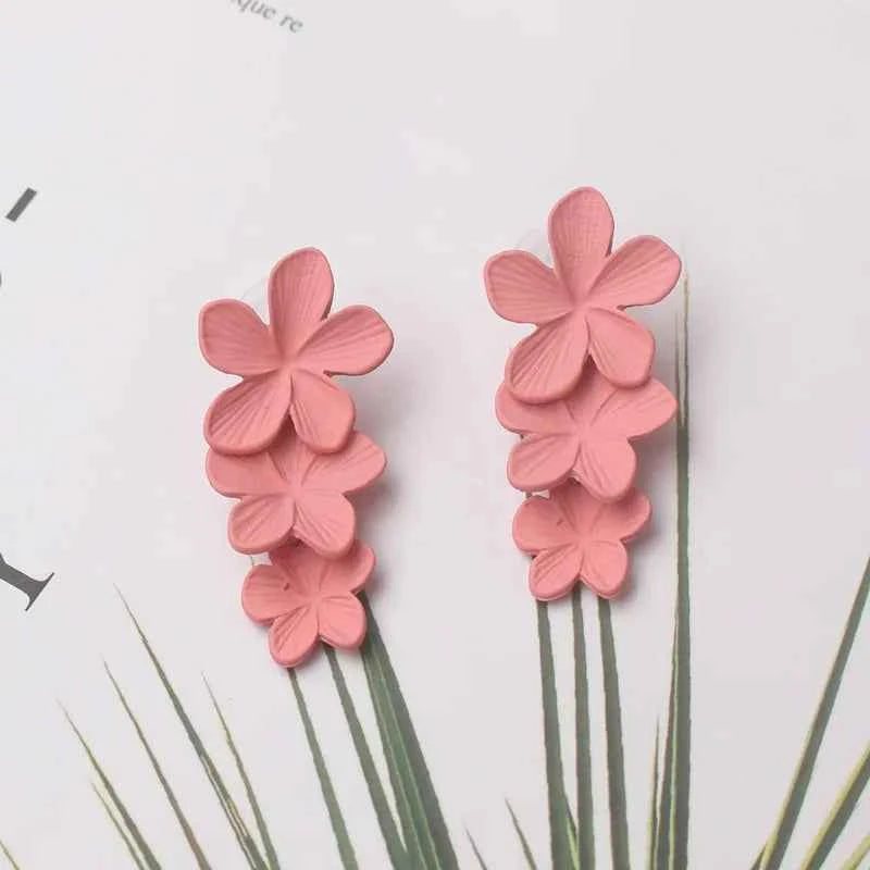 Korean New Double-layers Flower Drop Earrings for Ladies Exaggerated Women Floral Earrings Fashion Jewelry aretes de mujer
