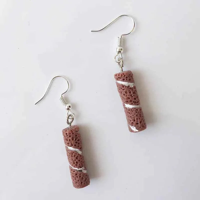 Fashion Cute Funny Chocolate Cake Drop Earrings For Women Girl Geometric Food Shape Donuts Cookies Dangle Earrings Party Jewelry