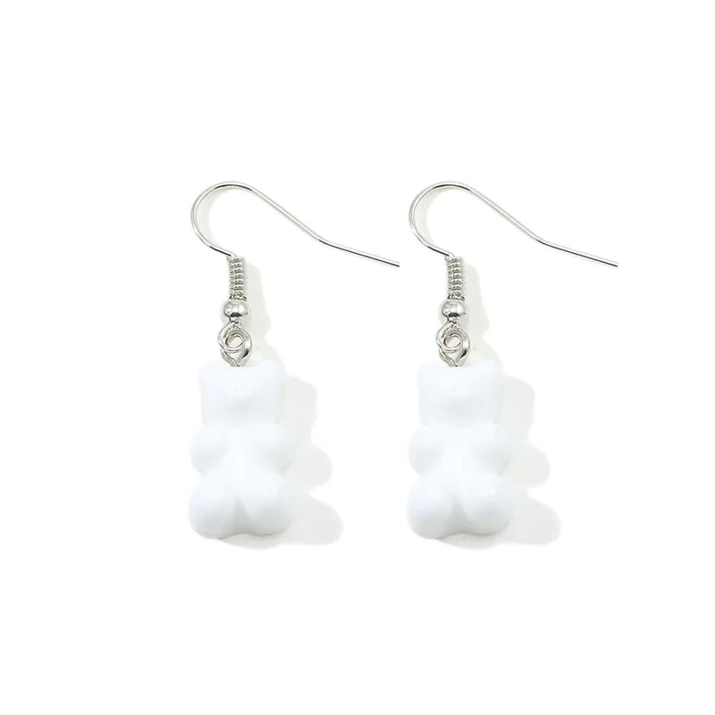 Creative Cute Candy Colorful Animal Gummy Bear Earrings Minimalism Cartoon Design Female Ear Hooks Danglers Jewelry Kids Gift