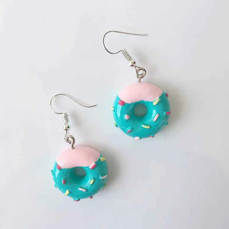 Fashion Cute Funny Chocolate Cake Drop Earrings For Women Girl Geometric Food Shape Donuts Cookies Dangle Earrings Party Jewelry