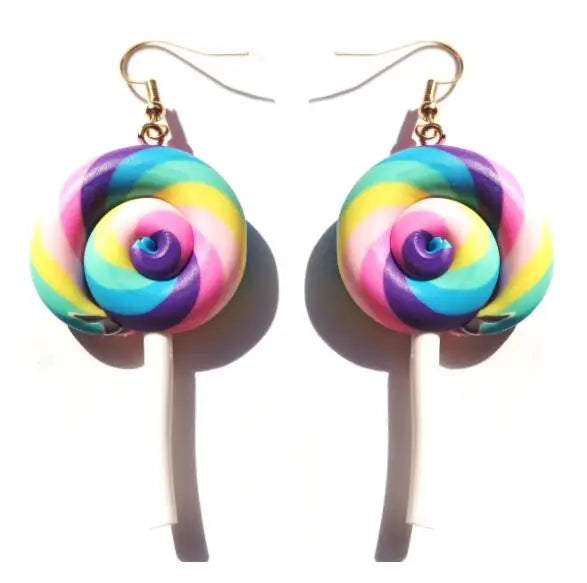 Earring For Women Resin Lollipop Drop Earrings Children Jewelry Custom Made Handmade Cute Girls Cotton Candy Gift