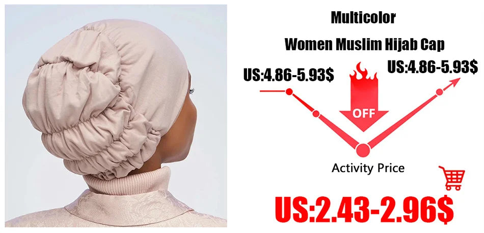 New fashion printed flowers women inner hijabs caps muslim head scarf turban bonnet ready to wear ladies wrap under hijab cap - NamafadStore