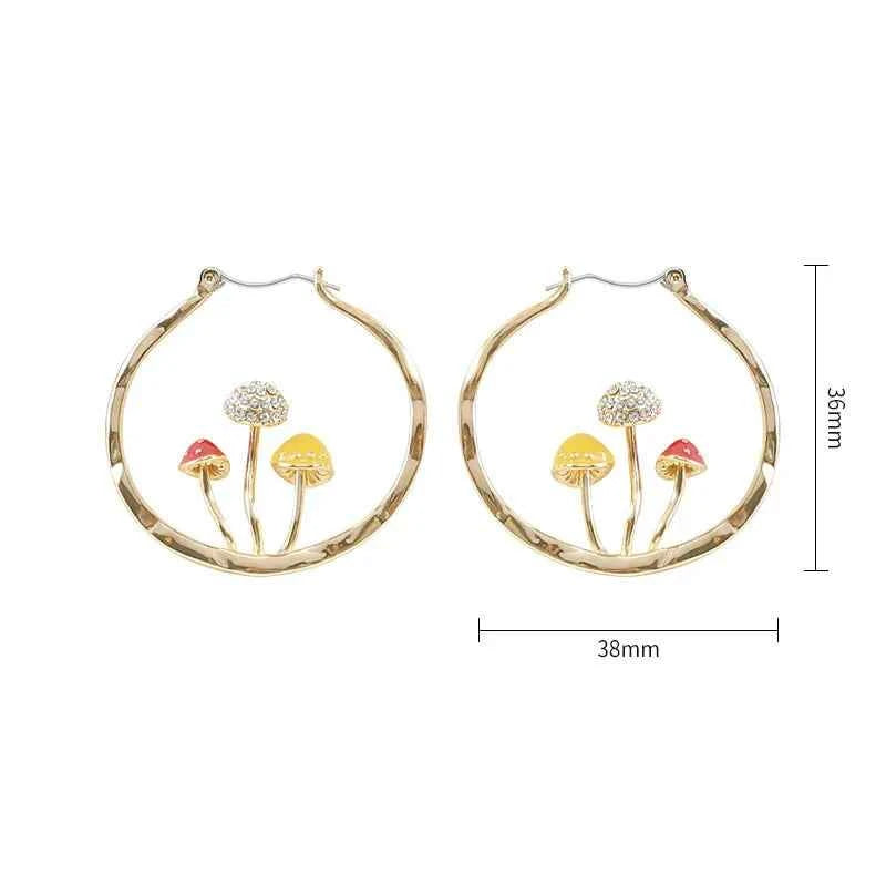 Makersland Unique Earring For Women Cute Mushroom Hoops Gold Color Sweet Butterfy Bee Earrings Trendy Designer Jewelry Luxury