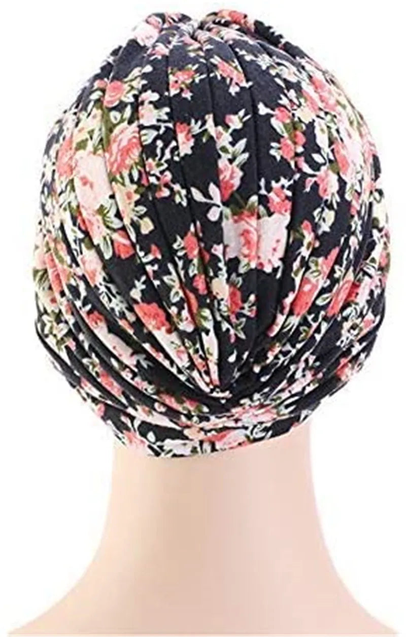 2021 New Crinkle Soft Stretchy Africa Hijab Caps Muslim Wrap Head Turban India Hat Flowers Headtie Chemo Bonnet Ready To Wear - NamafadStore
