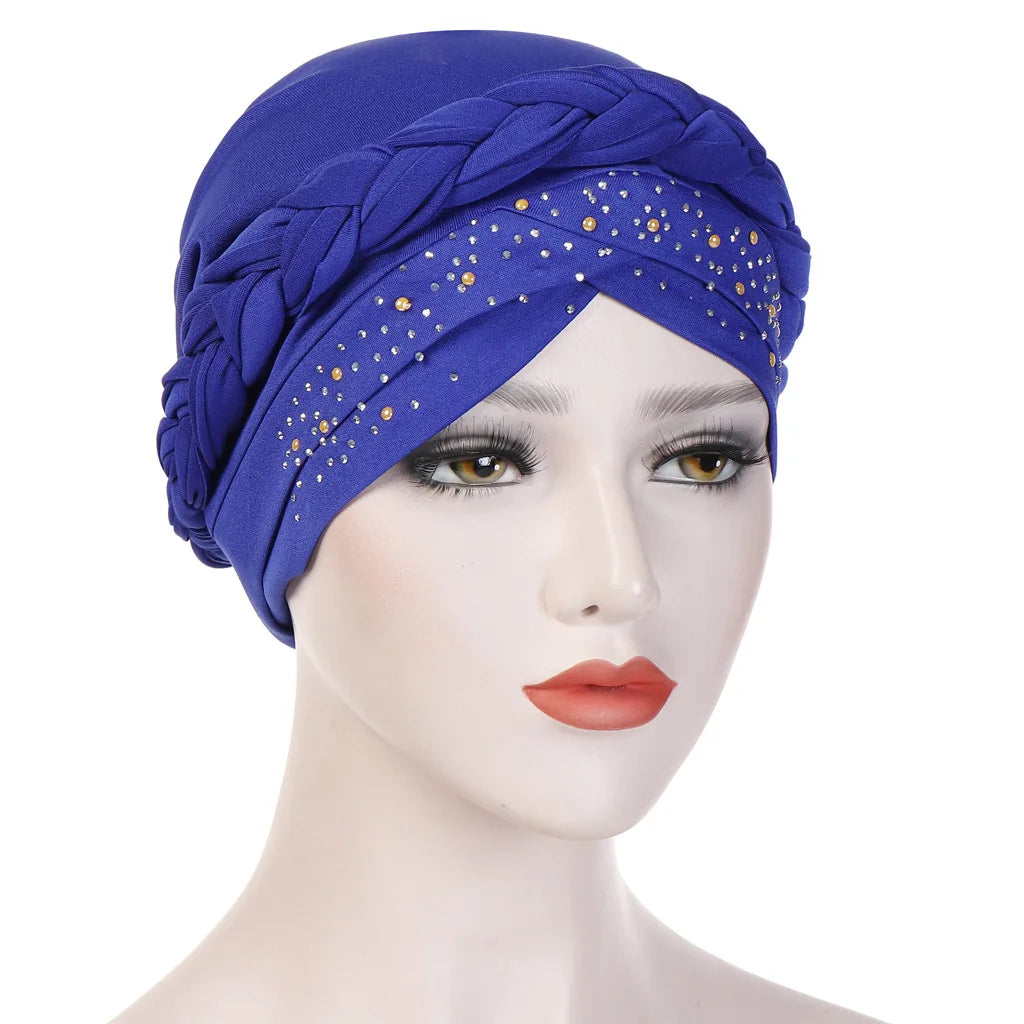 Head Scarf for muslim women Two-color cotton braid turban bonnet hijab Caps Inner hijabs femme musulman arab wrap turbantes - NamafadStore