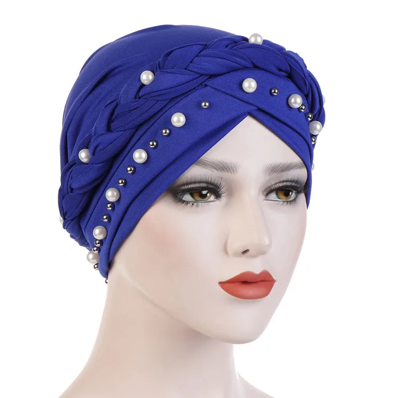 Head Scarf for muslim women Two-color cotton braid turban bonnet hijab Caps Inner hijabs femme musulman arab wrap turbantes - NamafadStore