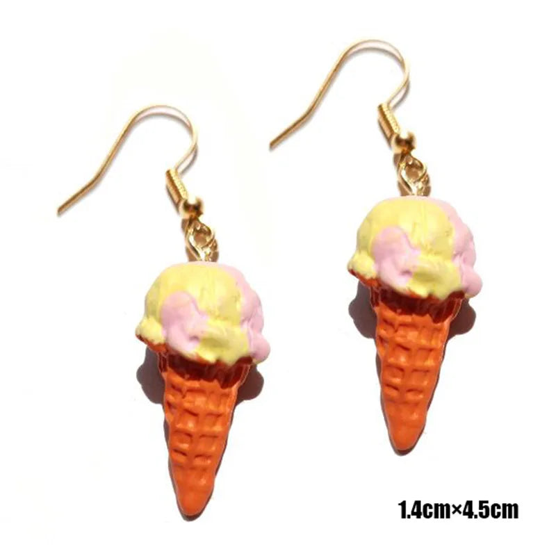 Fashion Cute Funny Chocolate Cake Drop Earrings For Women Girl Geometric Food Shape Donuts Cookies Dangle Earrings Party Jewelry