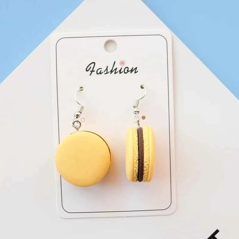 1Pair Drop Earrings Hamburge Colorful Macaroon Resin Craft Creative Dangle Jewelry For Girl And Woman