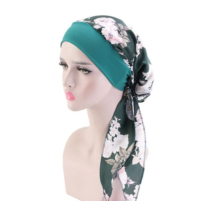 New fashion printed flowers women inner hijabs caps muslim head scarf turban bonnet ready to wear ladies wrap under hijab cap - NamafadStore