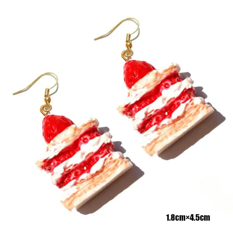 Fashion Cute Funny Chocolate Cake Drop Earrings For Women Girl Geometric Food Shape Donuts Cookies Dangle Earrings Party Jewelry