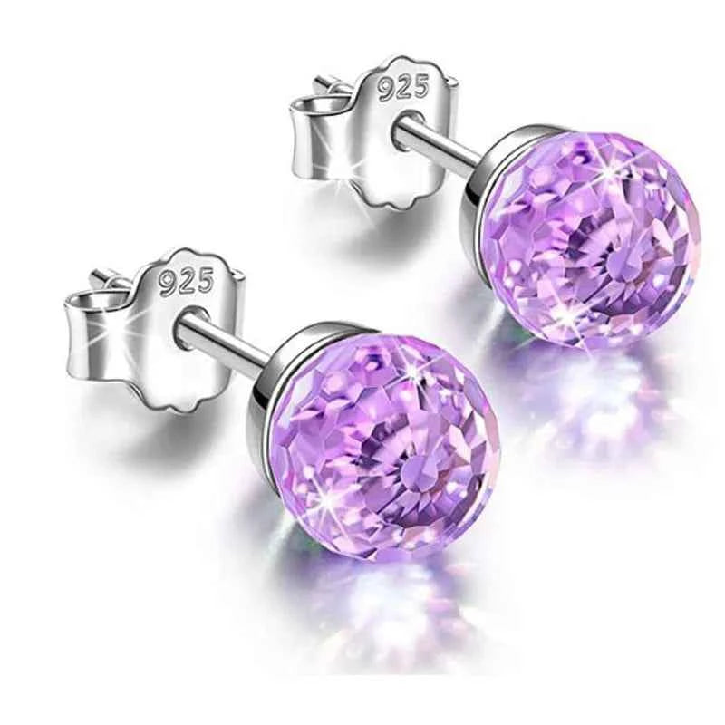 Colorful Girls 6mm Rhinestones Ball stud Earring Jewelry Crystal Stud Earrings Simple Women Multicolor Charming