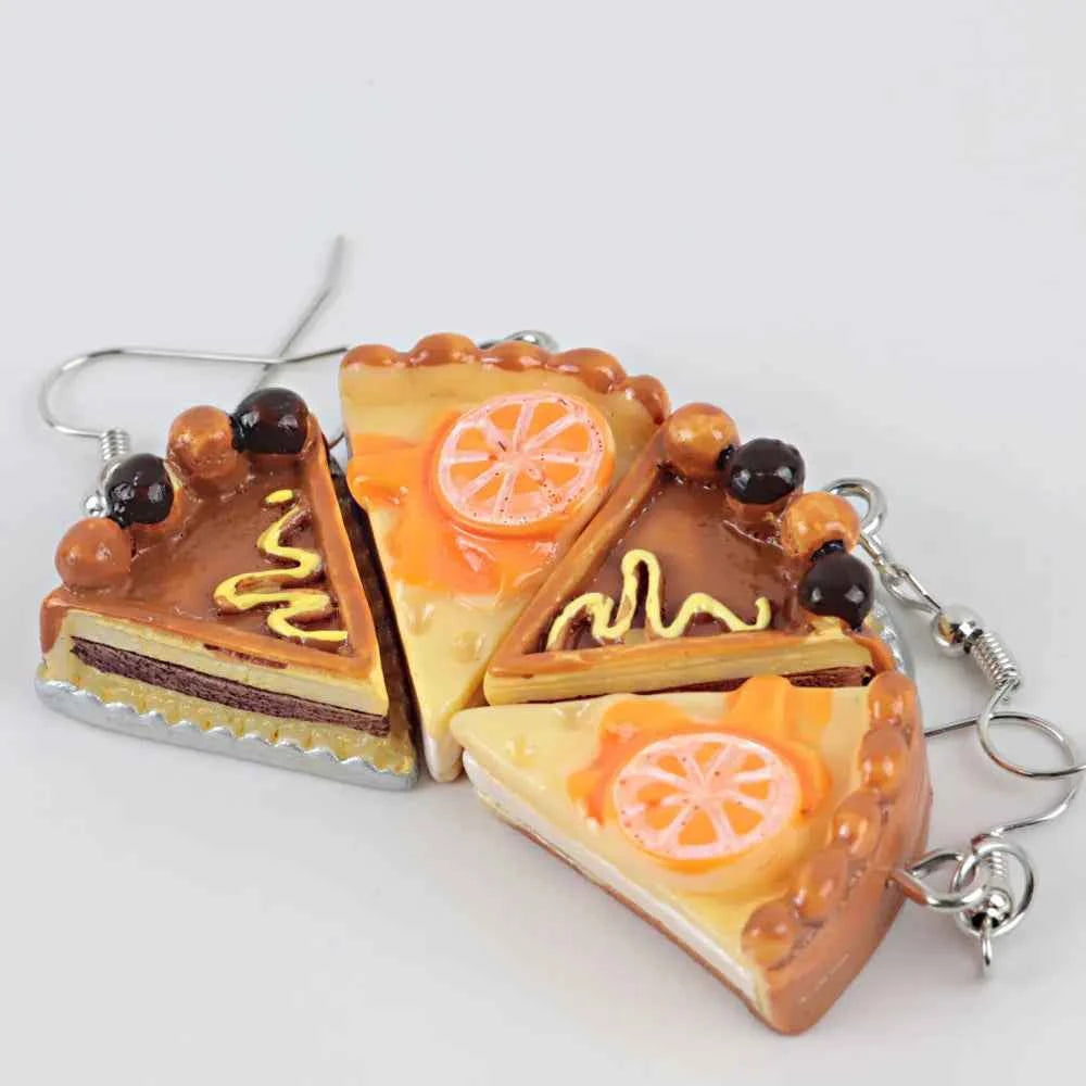 Fashion Cute Funny Chocolate Cake Drop Earrings For Women Girl Geometric Food Shape Donuts Cookies Dangle Earrings Party Jewelry