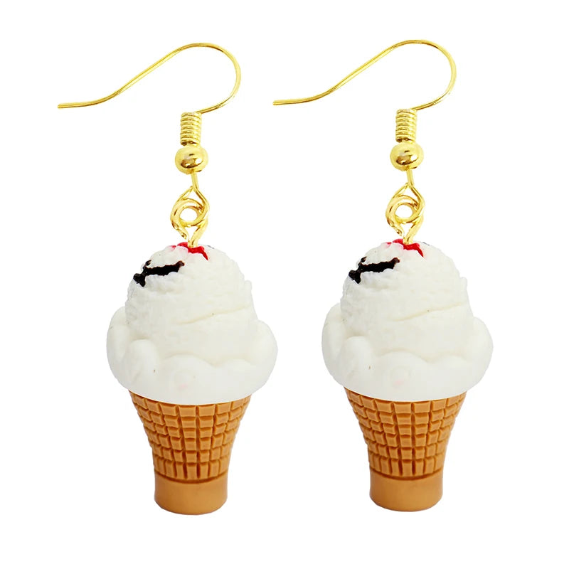 Women Earring Resin Drop Funny Custom Cute Girls Gift Eardrop Kids Food Cookies Ice Cream Bread Avocado Popcorn Chocolate