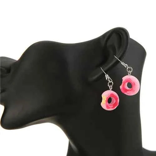 1Pair Women Drop Earrings Flatback Resin Fake Food Donuts  Jewelry  Dangle Earrings