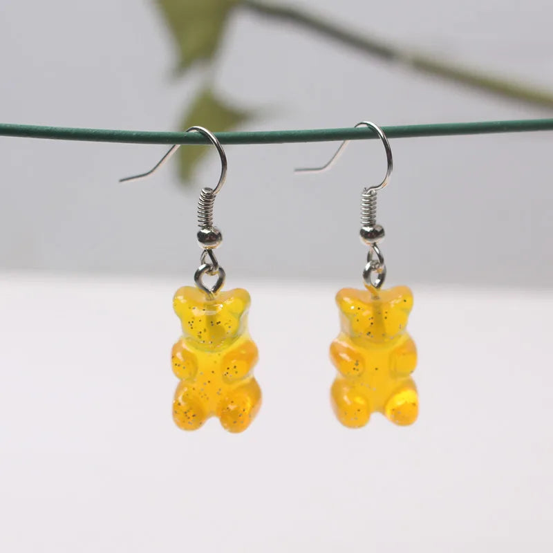 Cute Acrylic Pendants Hook Earrings Sequins Beer Bottle Women Dangle Earrings Korean Fashion Bear Small Earrings pendientes