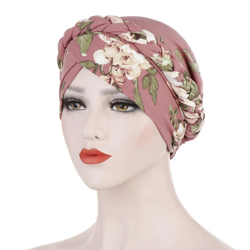 Head Scarf for muslim women Two-color cotton braid turban bonnet hijab Caps Inner hijabs femme musulman arab wrap turbantes