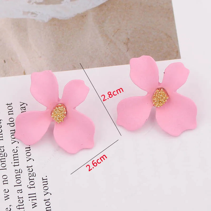 Pink Color Dangle Earrings for Women Korean Fashion Flower Long Hanging Earrings Butterfly Heart Pendants Twist Drop Earrings