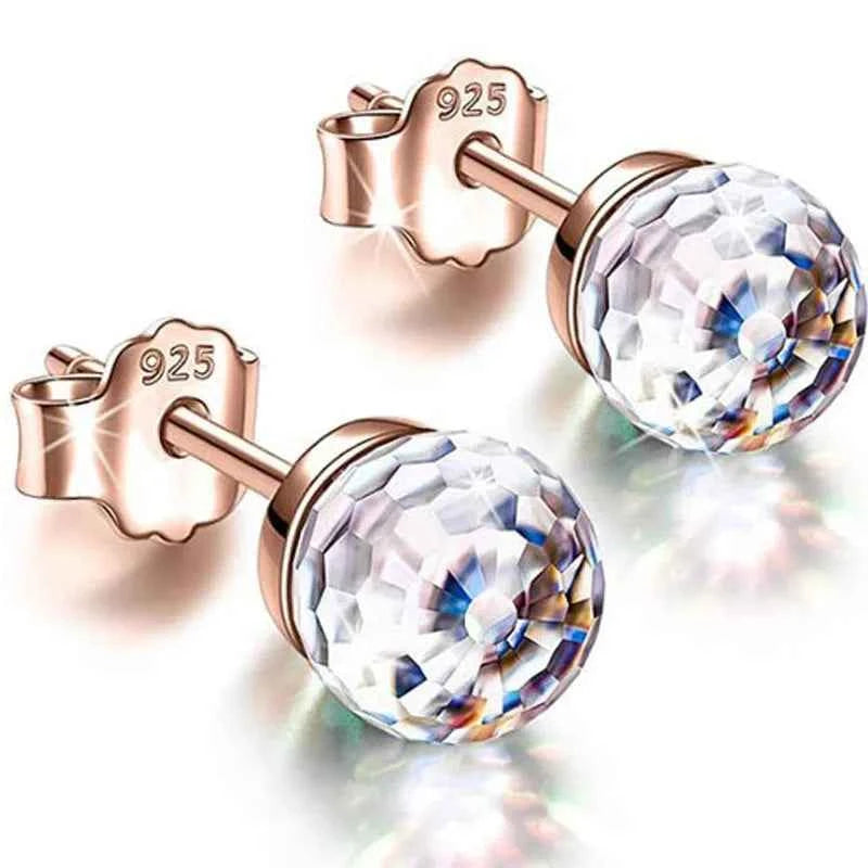 Colorful Girls 6mm Rhinestones Ball stud Earring Jewelry Crystal Stud Earrings Simple Women Multicolor Charming