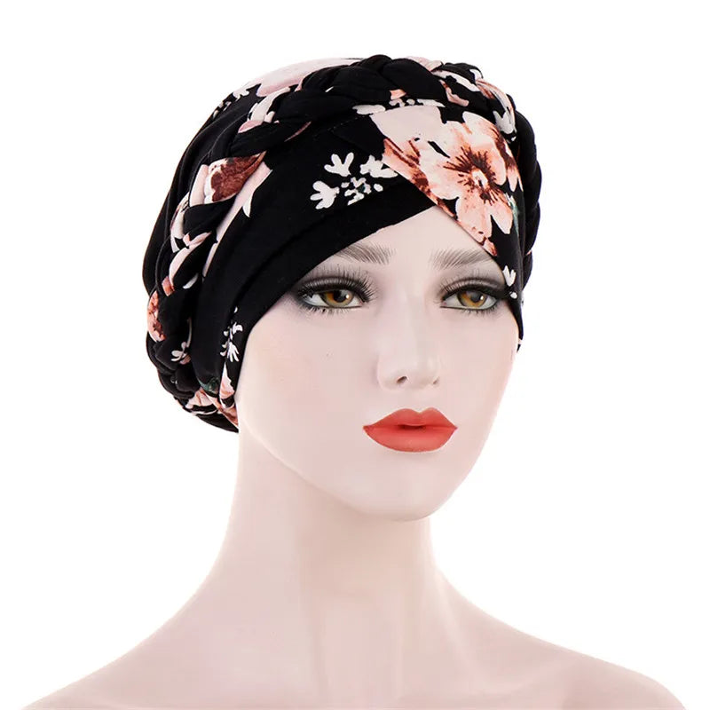 Head Scarf for muslim women Two-color cotton braid turban bonnet hijab Caps Inner hijabs femme musulman arab wrap turbantes - NamafadStore