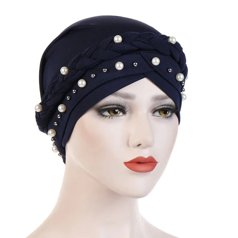 Head Scarf for Muslim Women Solid Cotton Turban Bonnet Hijab Caps White Pearl Inner Hijabs Femme Musulman Arab Wrap Turbantes - NamafadStore