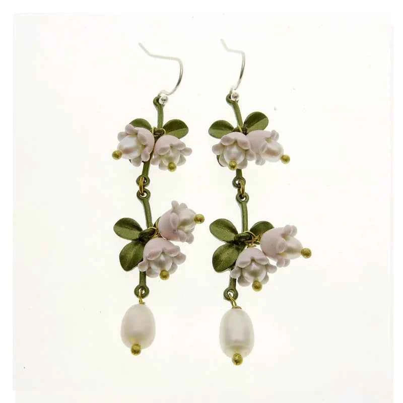 Luxury Orange Lily Of The Valley Earrings Vintage Pearl Plant Flower Earring Party Gift