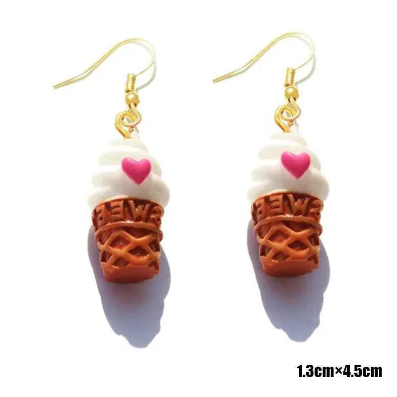 Fashion Cute Funny Chocolate Cake Drop Earrings For Women Girl Geometric Food Shape Donuts Cookies Dangle Earrings Party Jewelry