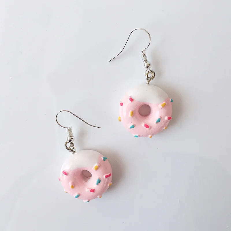 Fashion Cute Funny Chocolate Cake Drop Earrings For Women Girl Geometric Food Shape Donuts Cookies Dangle Earrings Party Jewelry