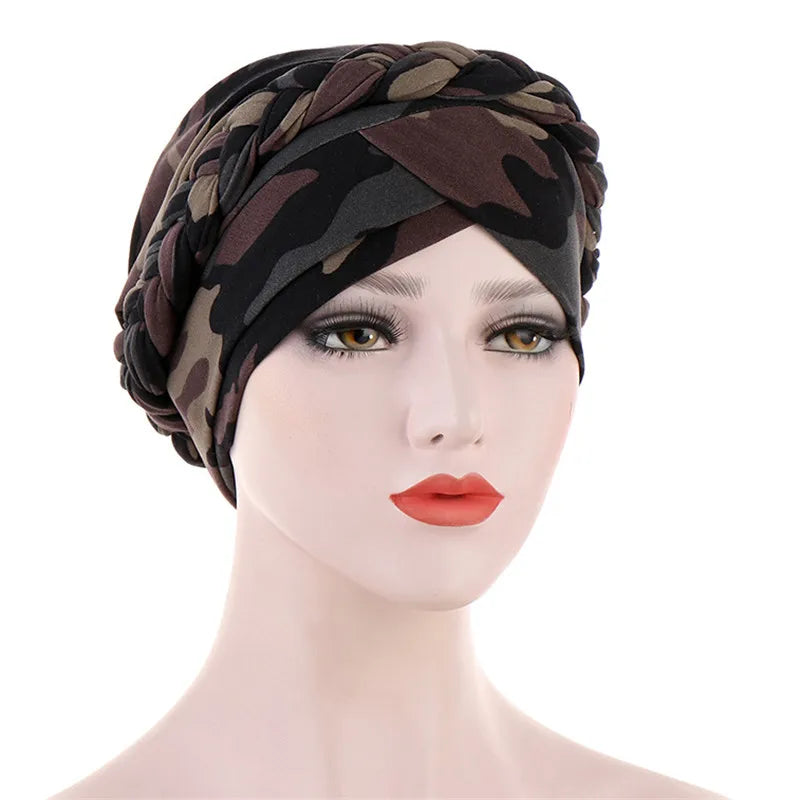 Head Scarf for muslim women Two-color cotton braid turban bonnet hijab Caps Inner hijabs femme musulman arab wrap turbantes