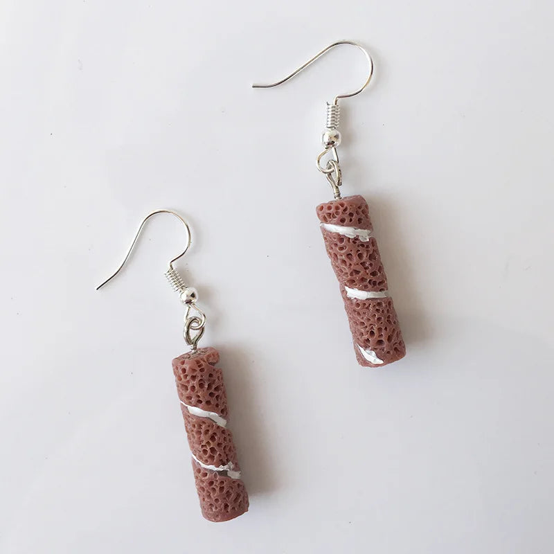 Fashion Cute Funny Chocolate Cake Drop Earrings For Women Girl Geometric Food Shape Donuts Cookies Dangle Earrings Party Jewelry