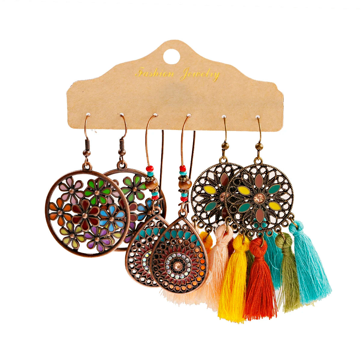 Boho Ethnic Dangle/Round Earrings For Women Vintage Fashion 2024 Earrings Sets Pendientes Earring Unusual Pendant Jewelry Female