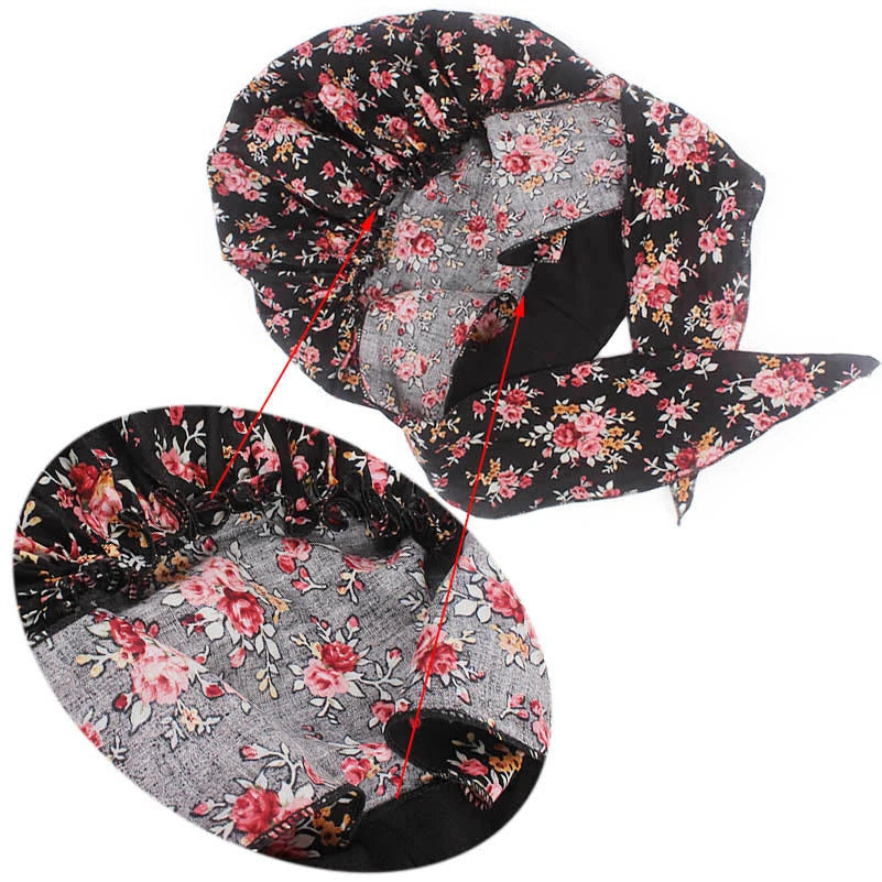 New fashion printed flowers women inner hijabs caps muslim head scarf turban bonnet ready to wear ladies wrap under hijab cap - NamafadStore