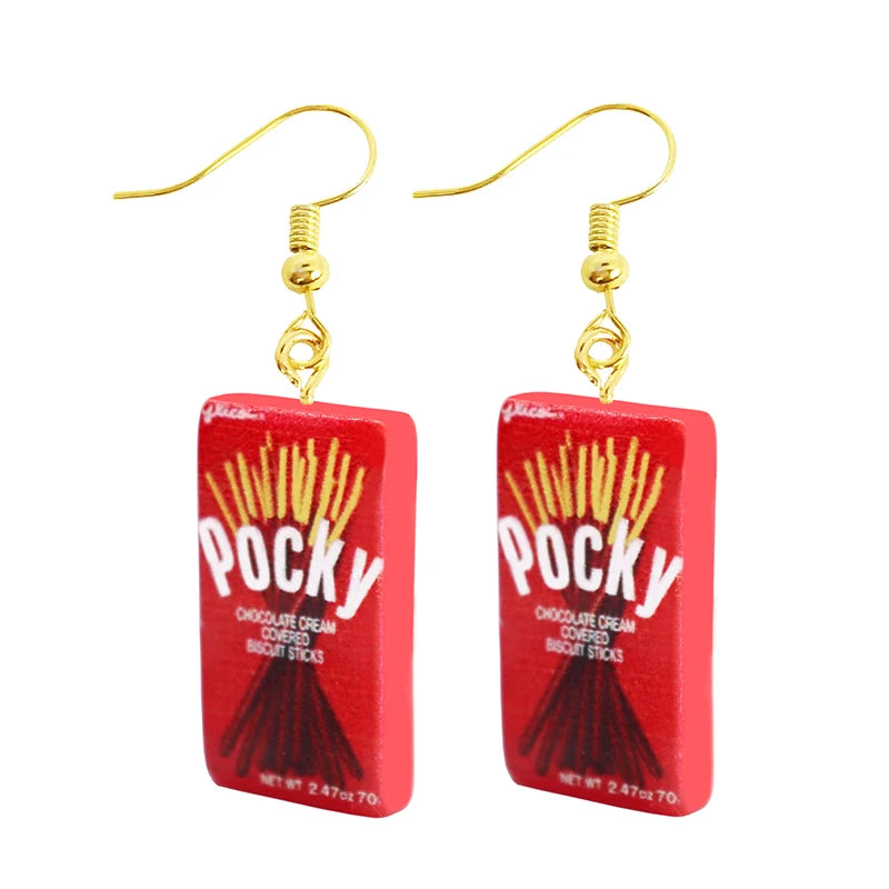 Women Earring Resin Drop Funny Custom Cute Girls Gift Eardrop Kids Food Cookies Ice Cream Bread Avocado Popcorn Chocolate