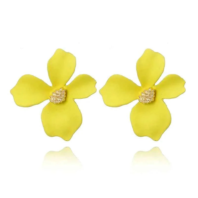 Women's Fashionable earrings 5-color Fresh flower petal ear studs alloy lady ear accessories