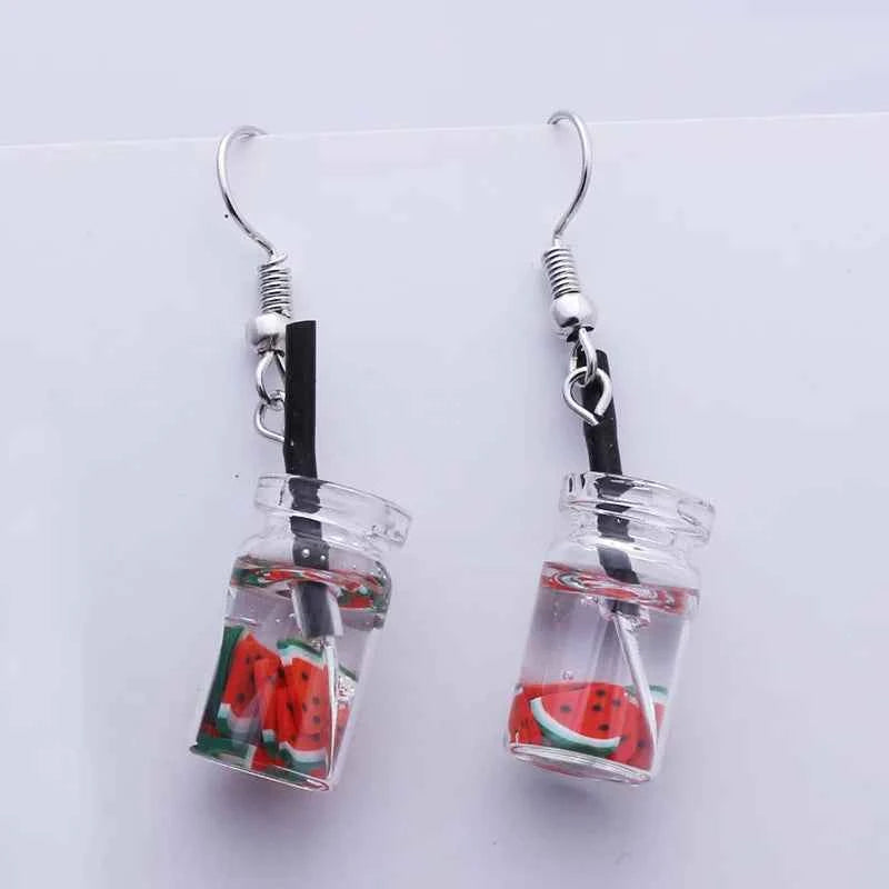 Cute Acrylic Pendants Hook Earrings Sequins Beer Bottle Women Dangle Earrings Korean Fashion Bear Small Earrings pendientes