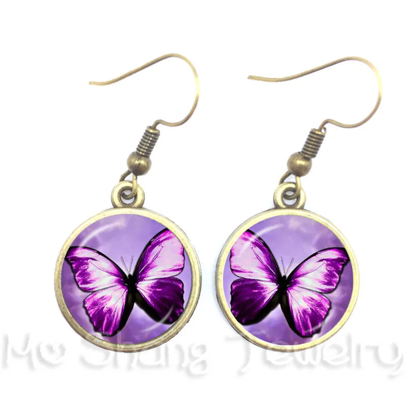 New Arrival 16mm Cabochon Glass Stone Buttons Cabochon Insect Butterfly For Drop Earrings For Women Best Gift For Her