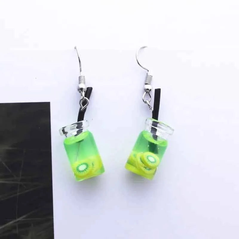 Hot Creative Unique Bubble Tea Drop Earrings for Women Personality Milk Drink Funny Party Ear Jewelry Girl Gift