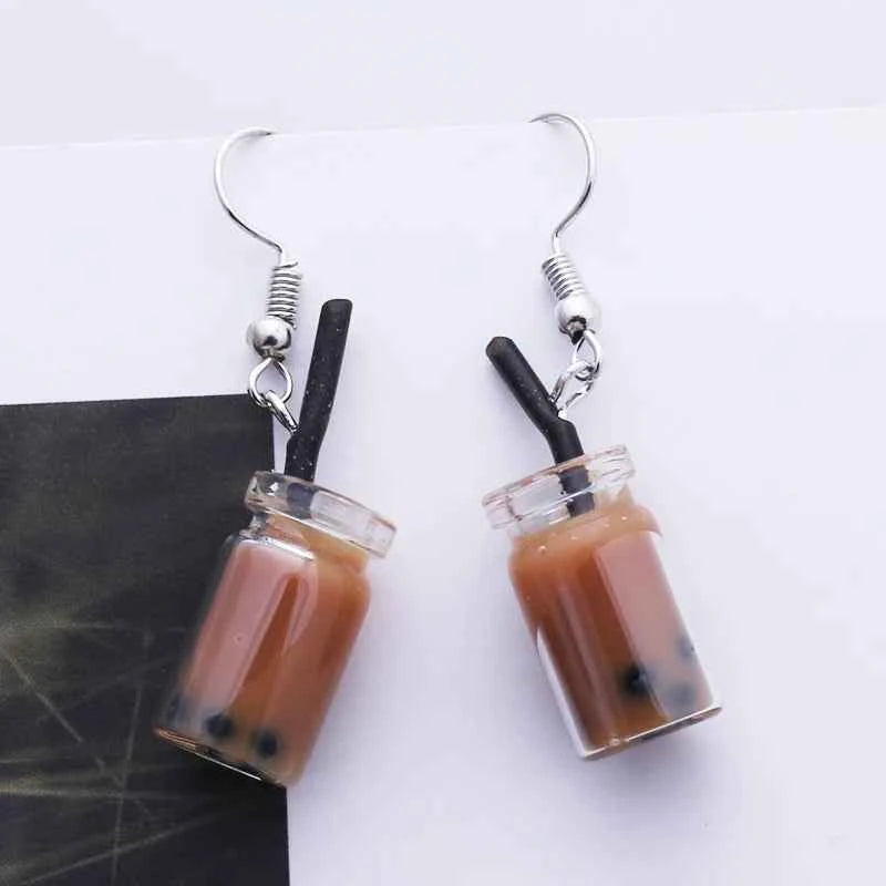 Cute Acrylic Pendants Hook Earrings Sequins Beer Bottle Women Dangle Earrings Korean Fashion Bear Small Earrings pendientes