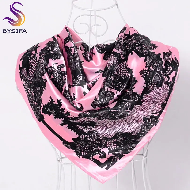 Spring And Autumn Female Satin Scarf,Big Square Scarves Hijabs Printed,Women Scarf,Purple Polyester Silk Scarf Shawl 90*90cm - NamafadStore