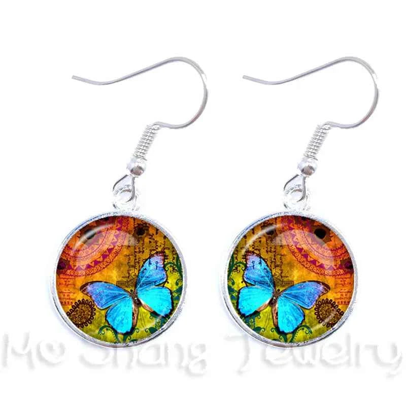 New Arrival 16mm Cabochon Glass Stone Buttons Cabochon Insect Butterfly For Drop Earrings For Women Best Gift For Her