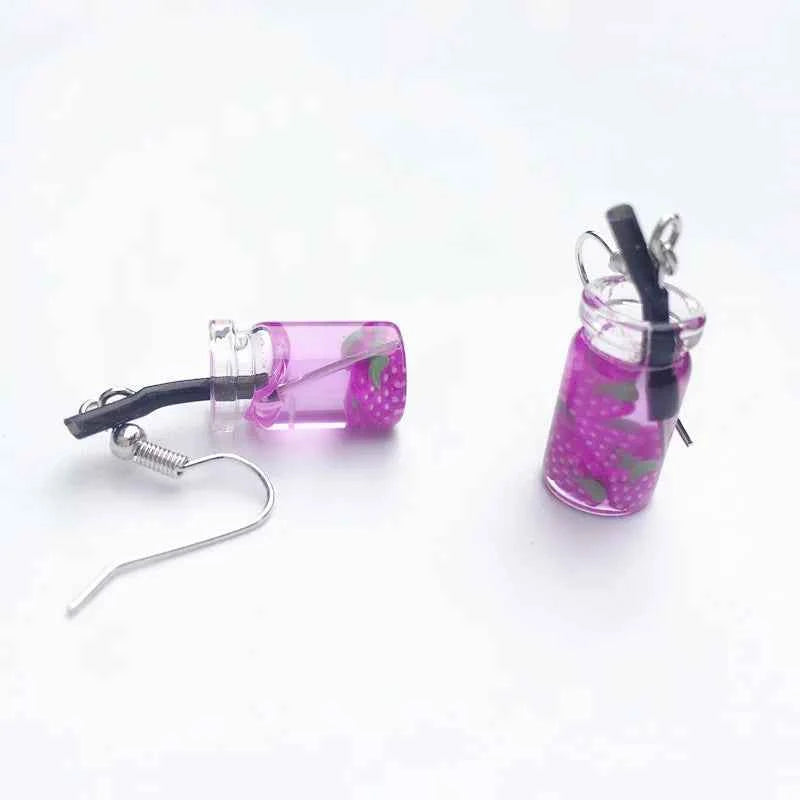 Hot Creative Unique Bubble Tea Drop Earrings for Women Personality Milk Drink Funny Party Ear Jewelry Girl Gift