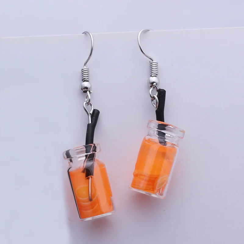 Cute Acrylic Pendants Hook Earrings Sequins Beer Bottle Women Dangle Earrings Korean Fashion Bear Small Earrings pendientes