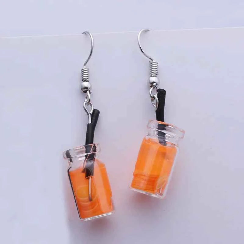Cute Acrylic Pendants Hook Earrings Sequins Beer Bottle Women Dangle Earrings Korean Fashion Bear Small Earrings pendientes