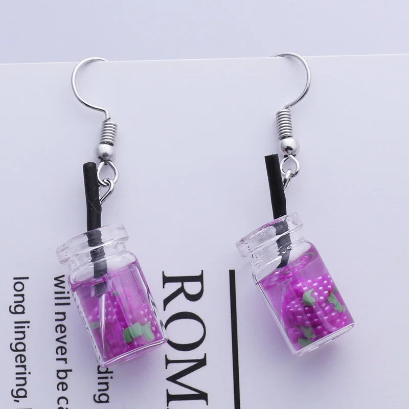 Cute Acrylic Pendants Hook Earrings Sequins Beer Bottle Women Dangle Earrings Korean Fashion Bear Small Earrings pendientes
