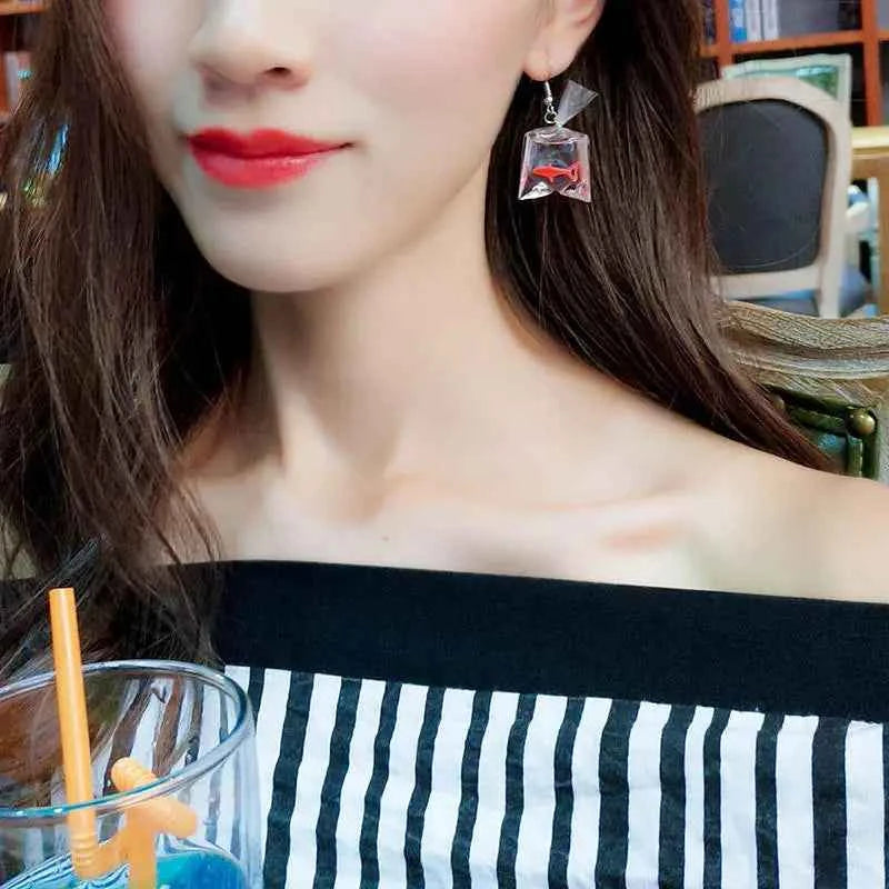 RMM Women Creative interesting Goldfish Earrings Personality Handmade Koi Fish  Female ear accessories