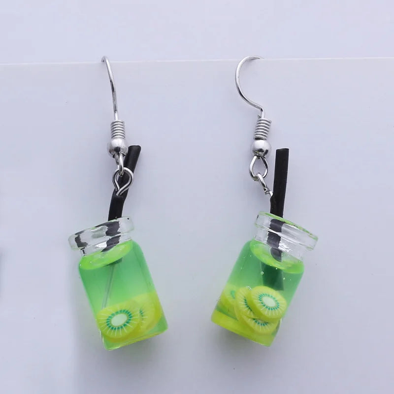 Cute Acrylic Pendants Hook Earrings Sequins Beer Bottle Women Dangle Earrings Korean Fashion Bear Small Earrings pendientes